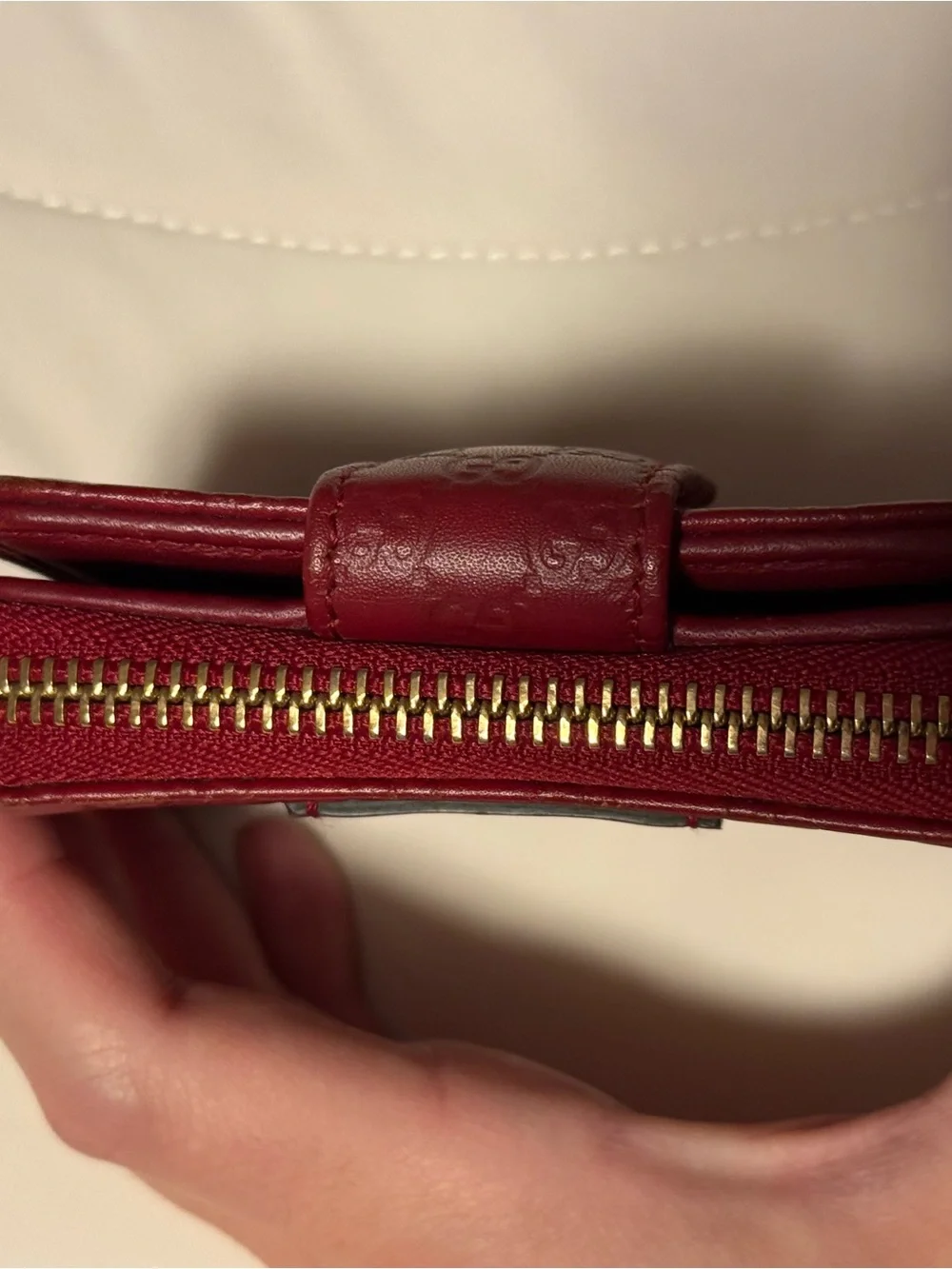 Gucci Women's Embossed Microguccissima Leather Zip Wallet in Deep Red